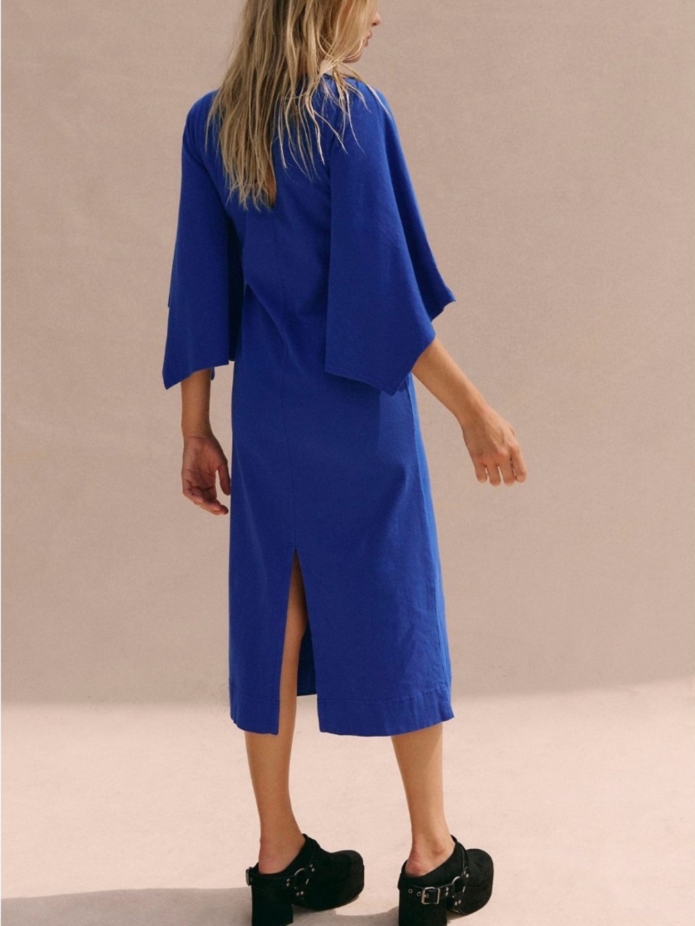 Free people free-est Briar midi dress large blue used - Picture 2 of 11
